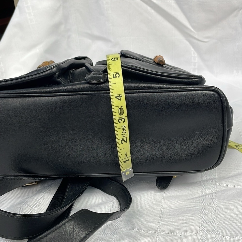 Gucci Leather Bamboo Backpack Black Designer Luxury Rucksack Twin Pocket - Picture 11 of 17